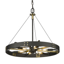 Golden 3866-M NB-AB - Golden Lighting Vaughn 6-light Pendant in Natural Black and Aged Brass Accents